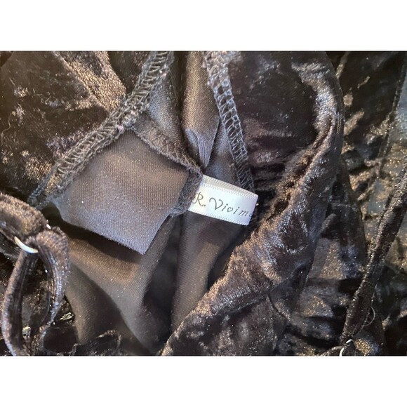 Womens Crushed Velvet Babydoll Mini Dress Size S Black Goth Vamp Y2K Fit & Flare - Picture 7 of 10